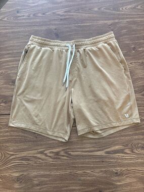 Vuori Ponto Men's Tan Performance Drawstring Shorts Size XXL